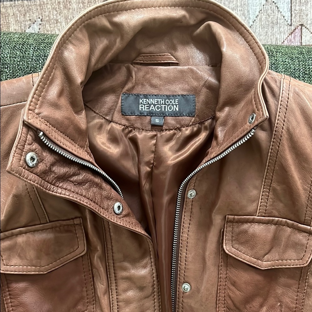 Kenneth Cole Reaction Brown Leather Jacket